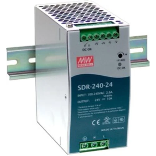 SDR-240-24 Мощный блок питания на DIN-рейку, 24В, 10А, 240Вт Mean Well SDR-240-24 Мощный блок питания на DIN-рейку, 24В, 10А, 240Вт Mean Well